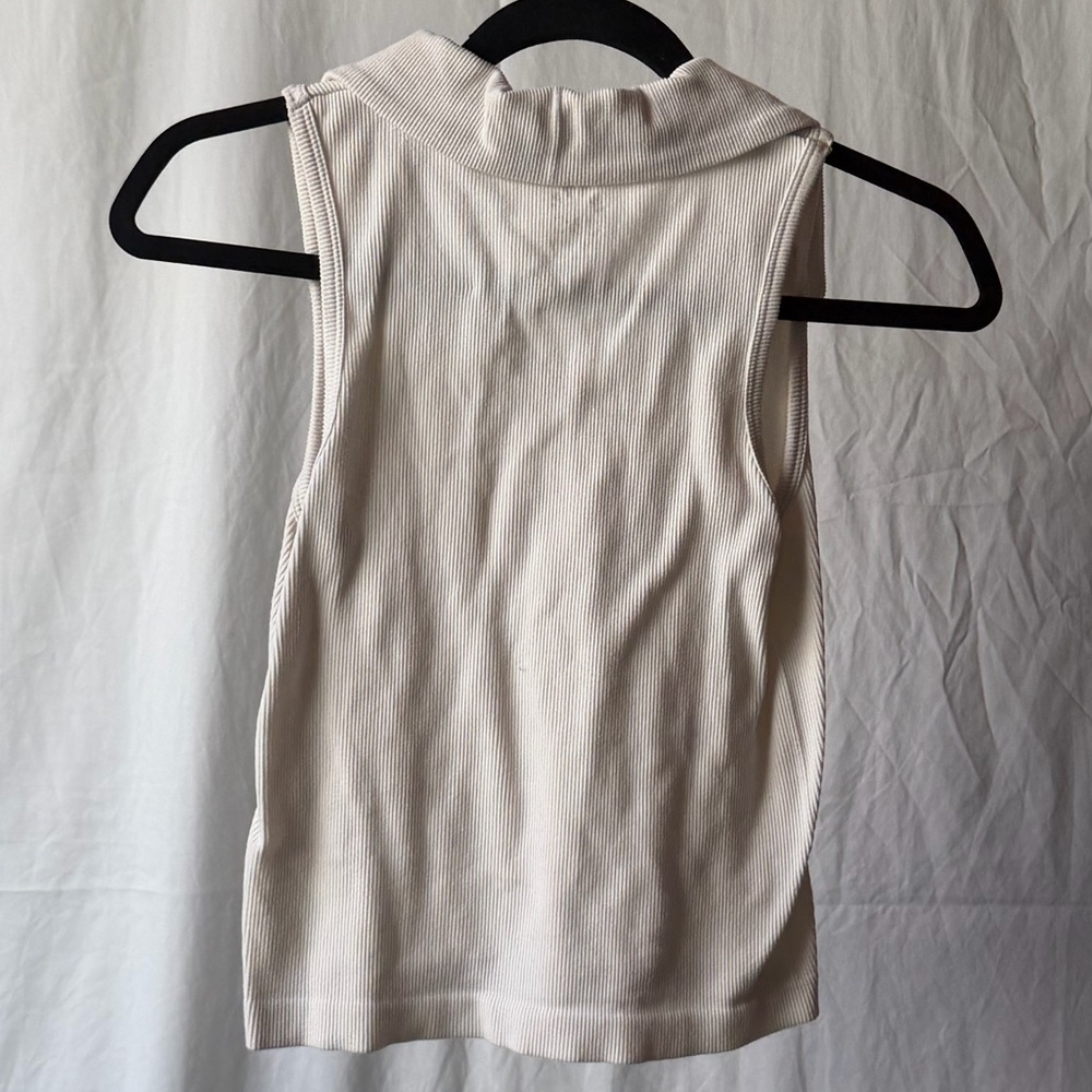 C&C California Cream Ribbed Polo V-Notch Tank - Picture 2 of 5